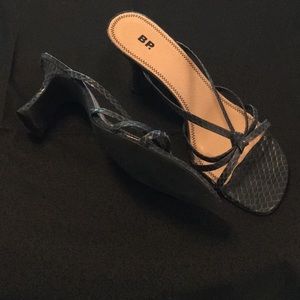 BP Dress Sandals Navy Snake Print